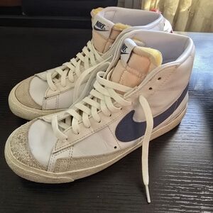 Nike Blazer Mid Vintage White with Blue Swoosh
